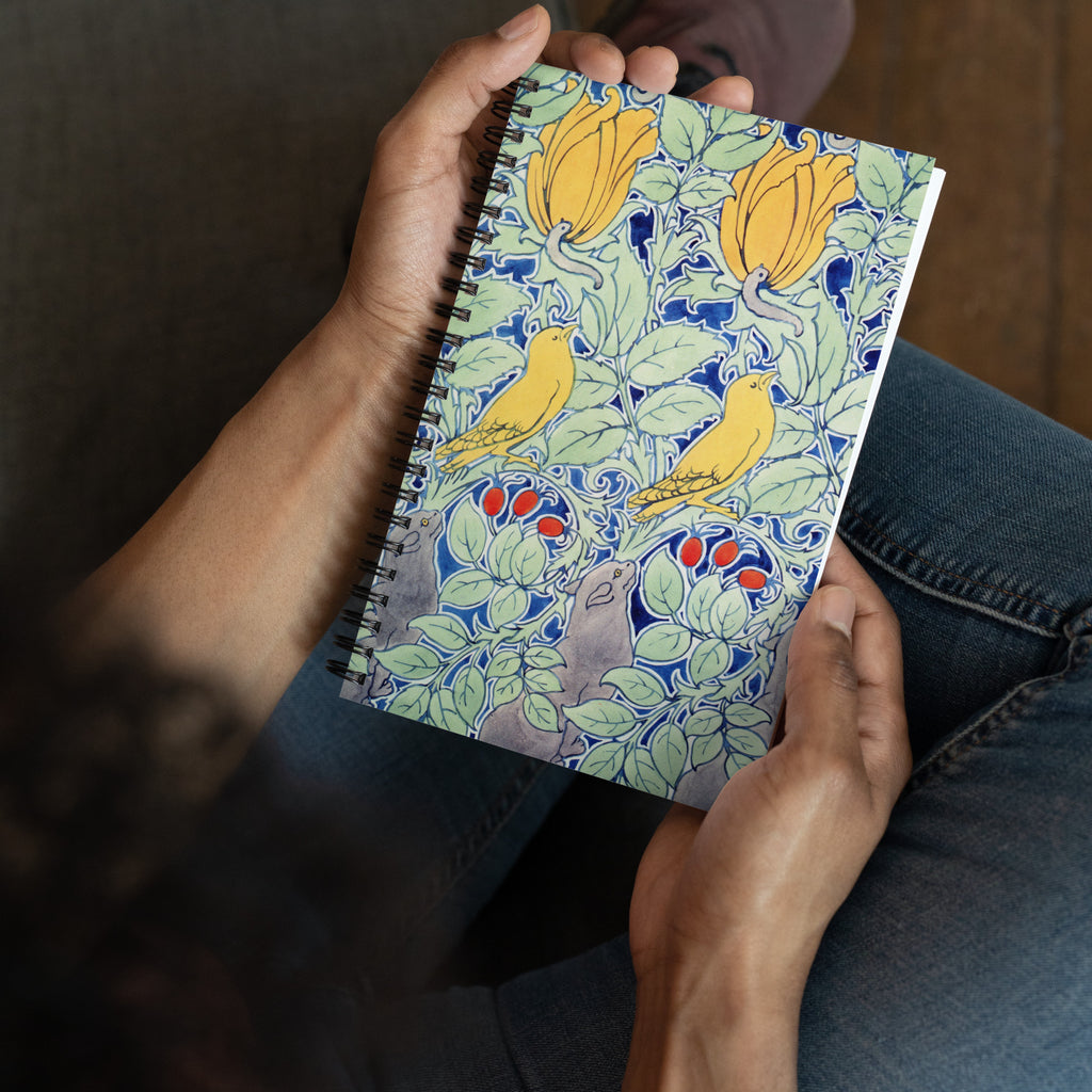 Spiral notebook featuring "Let Us Prey," art nouveau design by C.F.A. Voysey, 1909