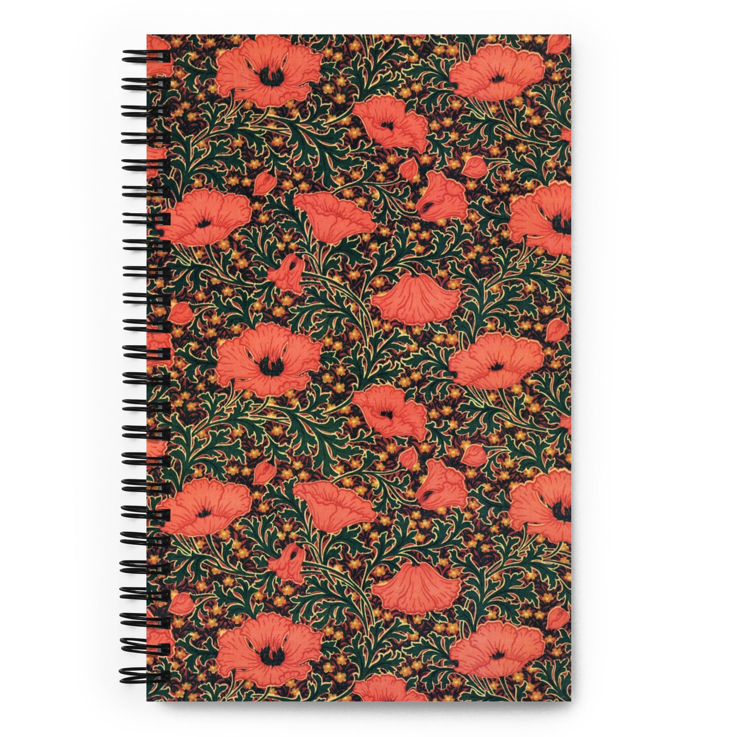 Spiral notebook featuring Poppy design, by Thomas Wardle & Co. c. 1885.